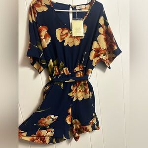 Forever 21 Blue Floral Jumpsuit